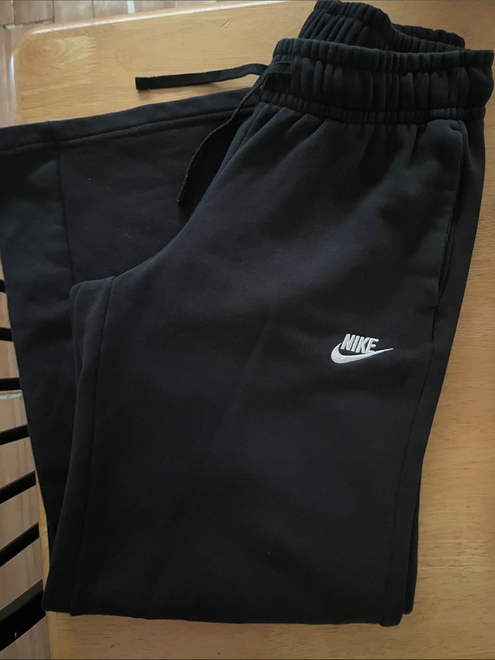 Nike Womens Black WideLeg Sweatpants with White Logo